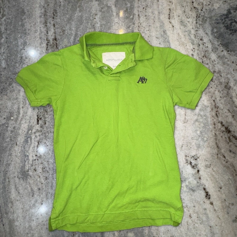 Y2K Aeropostale Men's Juniors XS Lime Green Polo Preppy School Party Frat